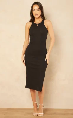Pieces Tank Top Midi Dress In Black
