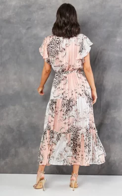 Short Sleeve V Neck Midi Dress In Mixed Leopard Print -UK Skirt Sales 2023 2023 03 15 Tom Mollie Bella Blue54821