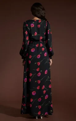 Mariela Dress In Poppies On Black -UK Skirt Sales 2023 22 DL SQ 25 11 20222045
