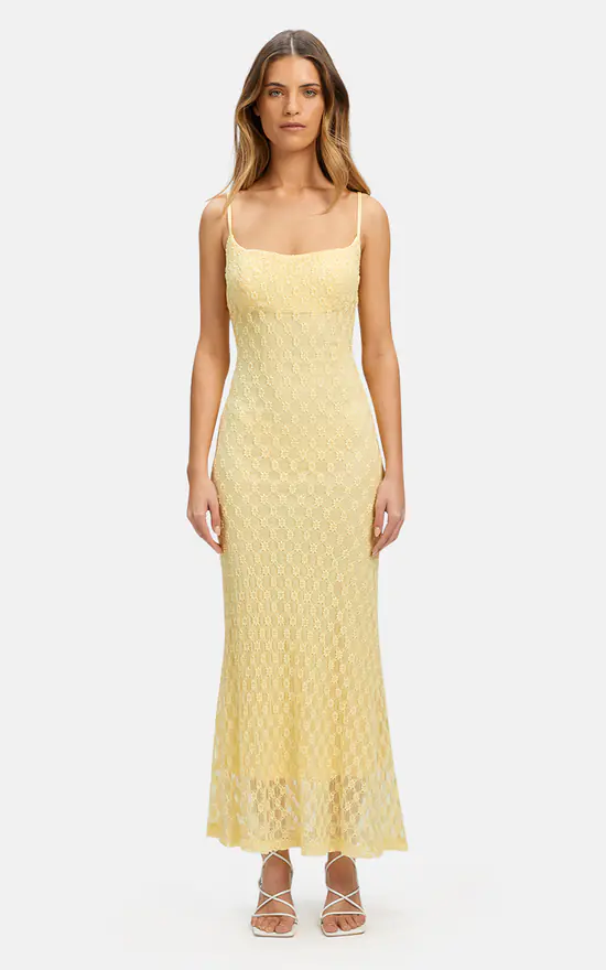 Bardot Lace Midi Dress In Yellow 4 Bardot Lace Midi Dress In Yellow - Image 2