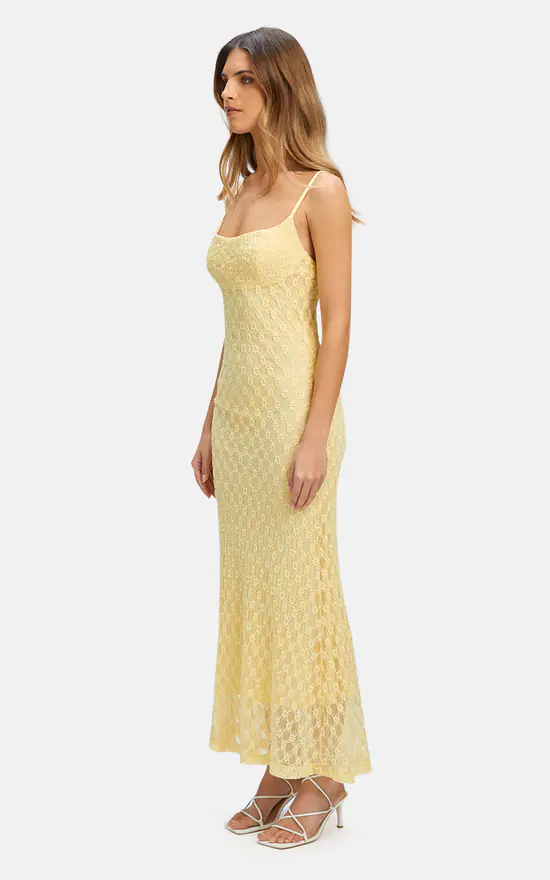 Bardot Lace Midi Dress In Yellow 5 Bardot Lace Midi Dress In Yellow - Image 3
