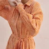 Long Sleeve Maxi Shirt Dress In Orange Print -UK Skirt Sales 2023 ALINA DRESS ORANGE PRINT 13