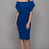 Oxygen Dress – Off Shoulder Ruched Bodycon – Cobalt -UK Skirt Sales 2023 Atom Label Oxygen 001 NA 16 Front