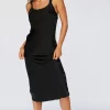 Black Satin Midi Dress