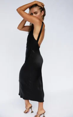 Black Satin Midi Dress -UK Skirt Sales 2023 Avani Dress Black 5