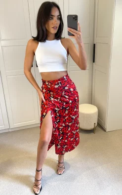 Multicolour Print Midi Wrap Skirt