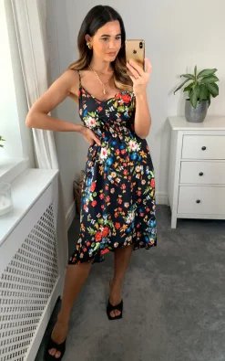 Cami Midi Smock Dress In Mulcolour Floral Print