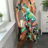 Multicolour Paisley Floral Wrap Dress With Belt Fastening