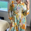 Multicolour Floral & Abstract Print Shirt Dress With Pleat Details