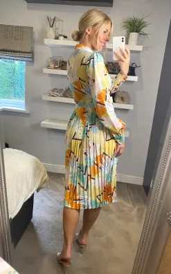 Multicolour Floral & Abstract Print Shirt Dress With Pleat Details -UK Skirt Sales 2023 D.anna sasha 13 09 20225