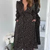 AX Paris Black Heart Printed Tie Waist Midi Shirt Dress -UK Skirt Sales 2023 DA1305BLACK 2