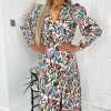 AX Paris Multi Colour Printed Wrap Top Midi Dress -UK Skirt Sales 2023 DA1552MULTI1