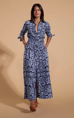 Dove Dress In Blue On Black Snake