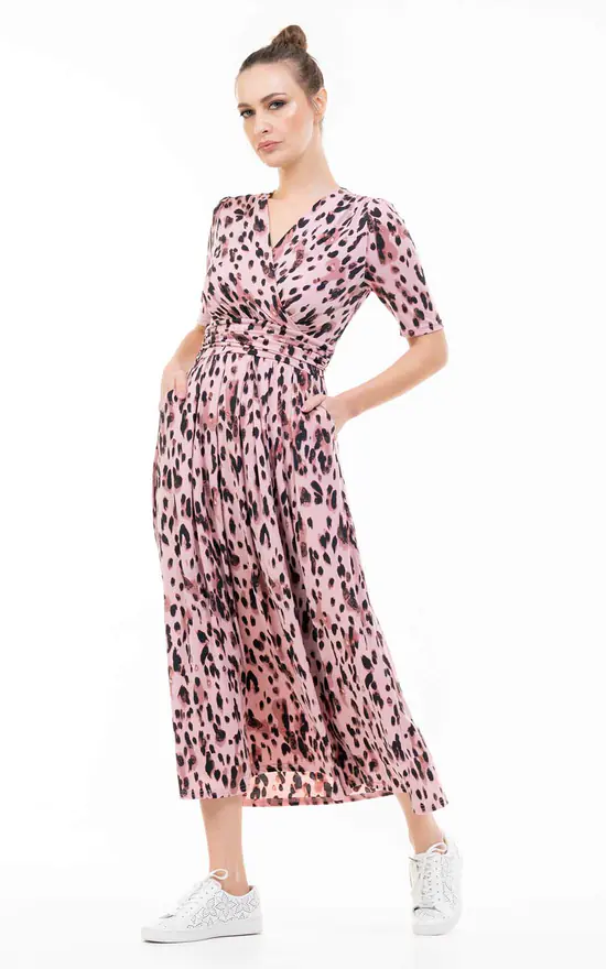 Coleen Jersey Maxi Dress, Pink Abstract 5 Coleen Jersey Maxi Dress, Pink Abstract - Image 3