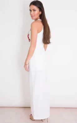 Lottie Floral Applique Maxi Dress White -UK Skirt Sales 2023 GIM 28 04 172892