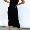 Billie Ribbed Racer Midi Dress Black