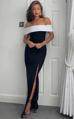 Vesper Lya Black Contrast Maxi Dress