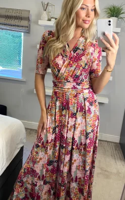 Jolie Moi Akayla Printed Jersey Maxi Dress, Orange Multi -UK Skirt Sales 2023 JolieMoi Sasha 11 08 2217