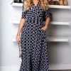 Jolie Moi Kiera Wrap Front Maxi Dress, Navy Geo -UK Skirt Sales 2023 JolieMoi sasha 25.05.2264