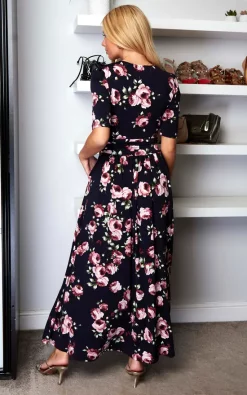 Jolie Moi Kiera Wrap Front Maxi Dress, Navy Floral -UK Skirt Sales 2023 JolieMoi sasha 25.05.2283