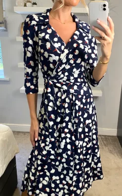 Jolie Moi Sylvie Wrap Collar Dress, Navy Floral -UK Skirt Sales 2023 Joliemoi sasha 23.06.2217