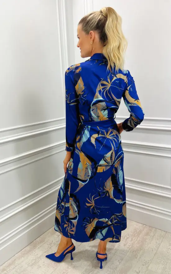 Luca Shirt Dress In Blue Leaf 5 Luca Shirt Dress In Blue Leaf - Image 3