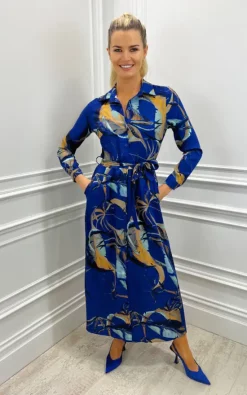 Luca Shirt Dress In Blue Leaf 9 Luca Shirt Dress In Blue Leaf -UK Skirt Sales 2023 KATE PIPPA IMAGES 12