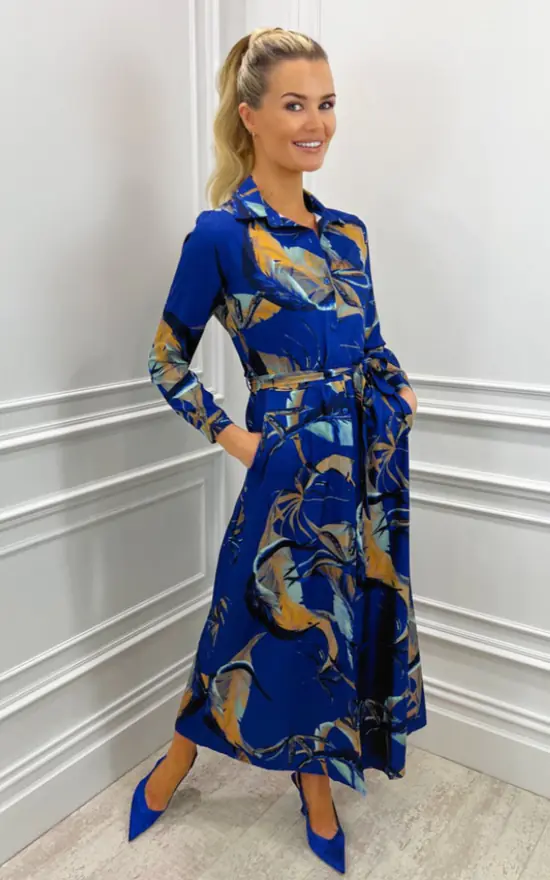 Luca Shirt Dress In Blue Leaf 3 Luca Shirt Dress In Blue Leaf