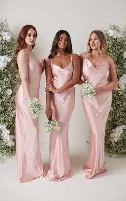 Keisha Maxi Bridesmaid Dress Matte True Blush -UK Skirt Sales 2023 KESHIA SATIN BLUSH 1170