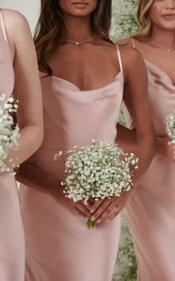 Keisha Maxi Bridesmaid Dress Matte True Blush -UK Skirt Sales 2023 KESHIA SATIN BLUSH 1215