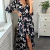 Midi Wrap Dress In Black Floral Print -UK Skirt Sales 2023 Lilura Naomi 15.06.2238