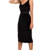 Velvet Midi Dress With Belt In Black -UK Skirt Sales 2023 M639 BLACK 3b