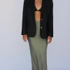 Khaki Satin Midi Skirt -UK Skirt Sales 2023 Melody Skirt Khaki Axel Blazer Black 1