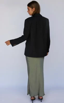 Khaki Satin Midi Skirt -UK Skirt Sales 2023 Melody Skirt Khaki Axel Blazer Black 3