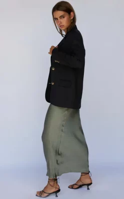 Khaki Satin Midi Skirt -UK Skirt Sales 2023 Melody Skirt Khaki Axel Blazer Black 4