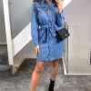 Pieces Denim Shirt Dress With Waist Tie In Medium Blue -UK Skirt Sales 2023 Photo 04 01 2022 10 20 10