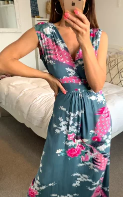 Charcoal Grey Peacock Floral Summer Maxi Dress -UK Skirt Sales 2023 Photo 30 06 2021 RubyRocks 10 35 33
