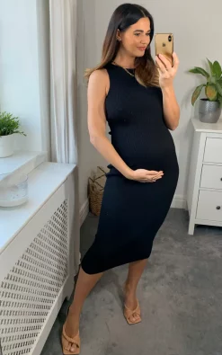 Billie Ribbed Racer Midi Dress Black -UK Skirt Sales 2023 PrettyLavish 06 10 2022 09 57 34