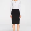 Black, Stretch Knit, Plain Pencil Skirt With An Exposed, Back Zip. Unlined. -UK Skirt Sales 2023 S009 black 1
