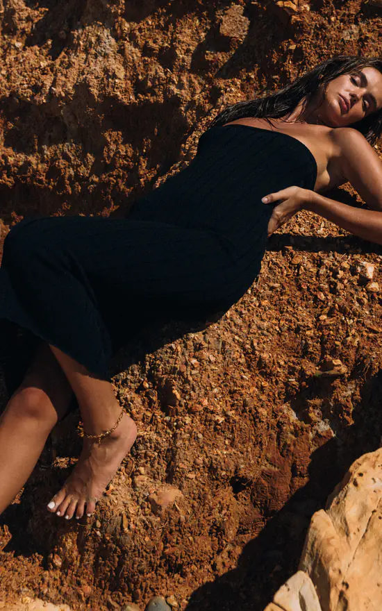 Strapless Knitted Midi Dress In Black 4 Strapless Knitted Midi Dress In Black - Image 2