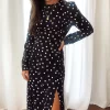 Cass Long Sleeves Split Leg Midi Dress Polka -UK Skirt Sales 2023 SI6495 1