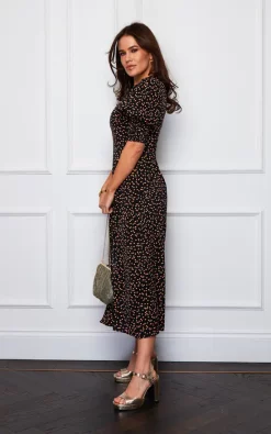 Shayla Shirred Cuff Midi Dress Black Ditsy Heart 9 Shayla Shirred Cuff Midi Dress Black Ditsy Heart -UK Skirt Sales 2023 SI7046 4 60c33a23 df68 4d81 bb02 4e4c85b359c9