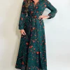 Brielle Long Sleeve Shirt Maxi Dress Emerald/Orange Leopard -UK Skirt Sales 2023 SI7049 C.3