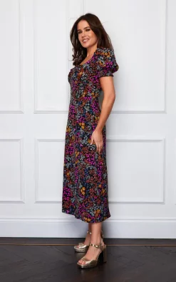 Lillian Sweetheart Midi Dress Black Ditsy Floral 8 Lillian Sweetheart Midi Dress Black Ditsy Floral -UK Skirt Sales 2023 SI7104B 2