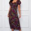 Lillian Sweetheart Midi Dress Black Ditsy Floral -UK Skirt Sales 2023 SI7104B 4