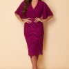Aubree Purple Pleated Chiffon And Lace Dress -UK Skirt Sales 2023 SI7159D 1
