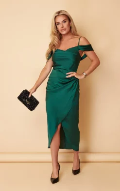 Camila Emerald Wrap Over Midi Dress