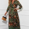 Angela Green & Orange Shirt Maxi Dress