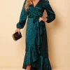 Julia Emerald Leopard Wrap Over Maxi Dress -UK Skirt Sales 2023 SI7531A1