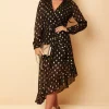 Tanya Black & Gold Foil Asymmetric Midi Dress -UK Skirt Sales 2023 SI7541A1
